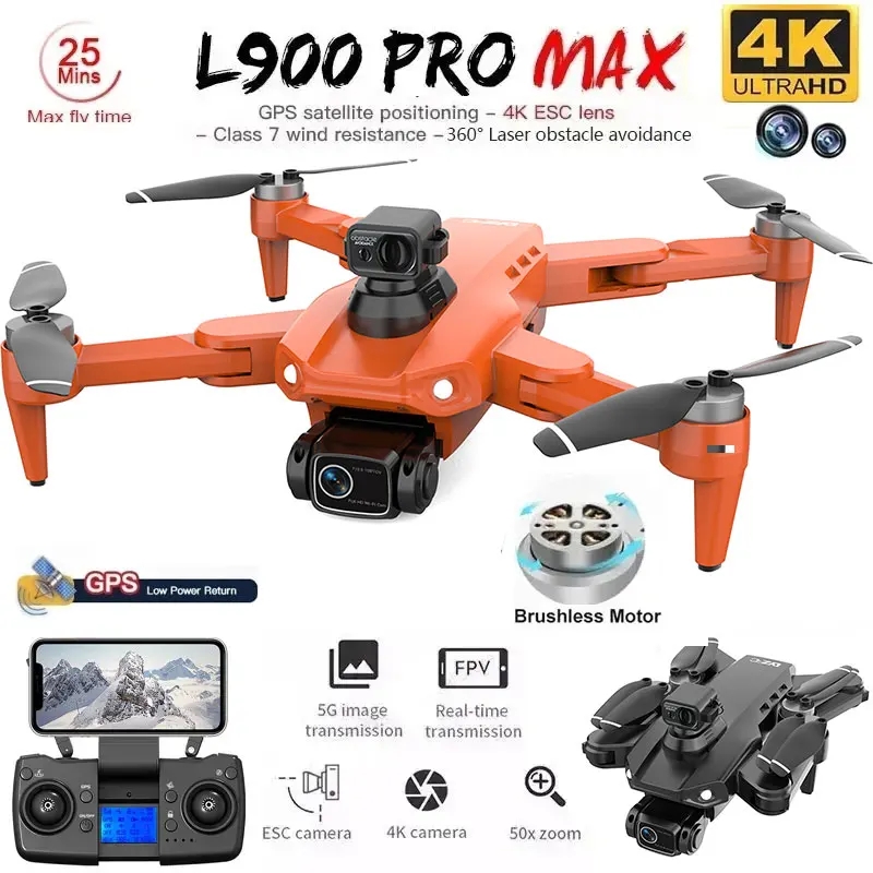 Rc Helicopter Electric - L900 Pro MAX GPS-drone 4K Professionele